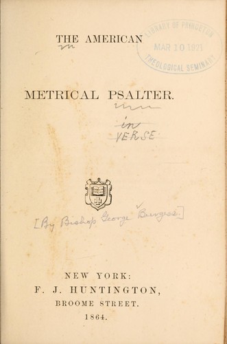 The American metrical Psalter