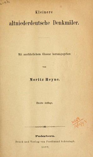 Kleinere altniederdeutsche Denkmäler