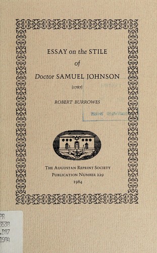 Essay on the stile of Doctor Samuel Johnson (1787)
