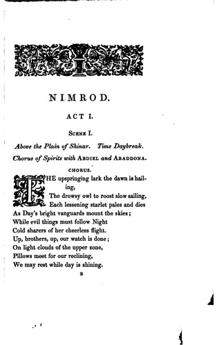 Nimrod: A Dramatic Poem in Five Acts