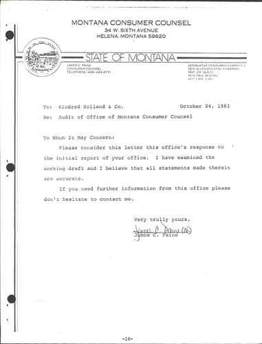 State of Montana, Office of the Consumer Counsel