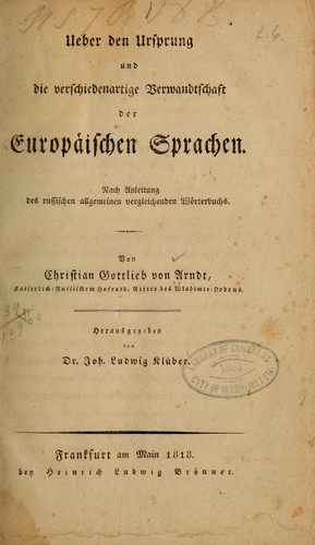Ueber den Ursprung und die verschiedenartige Verwandtschaft der europäischen Sprachen.