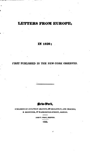 Letters from Europe, in 1828