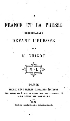 La France et la Prusse responsables devant l'Europe