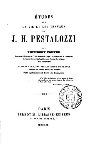 Études sur la vie et les travaux de J.H. Pestalozzi