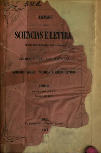 Annaes das sciencias e lettras: publicados debaixo dos auspicios da Academia real das sciencias ...