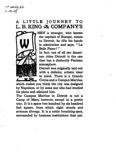 A Little Journey to L. B. King & Company's