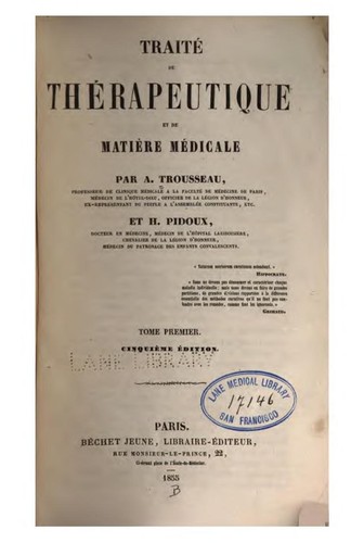 Traité de thérapeutique et de matière médicale v.1, 1855
