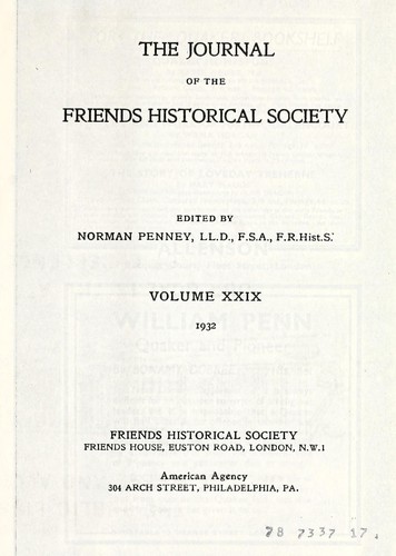 The Journal of the Friends' Historical Society.