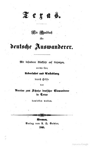 Texas. Ein Handbuch für deutsche Auswanderer