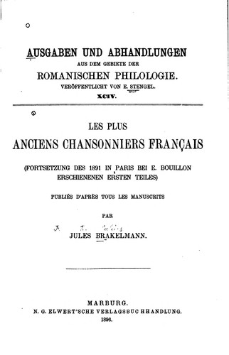 Les plus anciens chansonniers français
