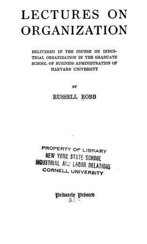 Lectures on organization