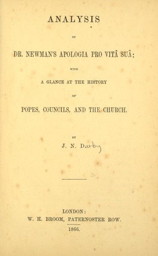 Analysis of Dr. Newman's Apologia pro vita sua