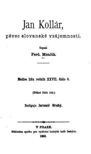 Jan Kollár, pěvec slovanské vzajemnosti