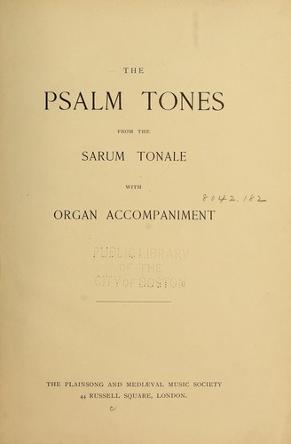 The Psalm tones from the Sarum tonale