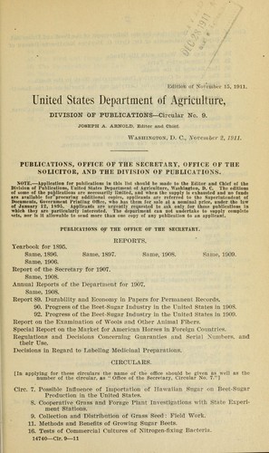 Publications, Office of the Secretary, Office of the Solicitor, and the Division of Publications