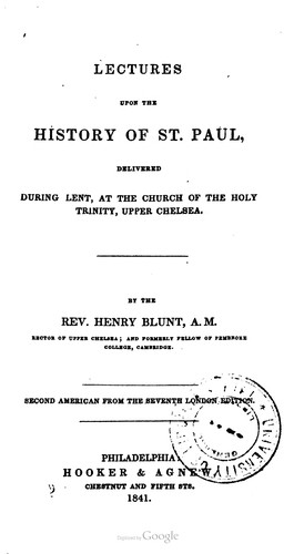 Lectures upon the history of St. Paul