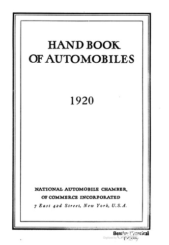 Official Handbook Of Automobiles