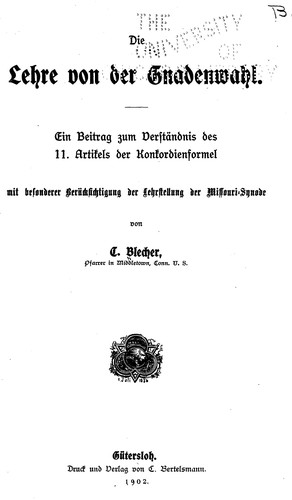 Die Lehre von der Gnadenwahl