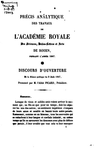 Précis analytique des travaux de l'Academie des Sciences, Belles-lettres et Arts de Rouen