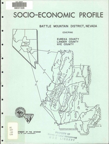 Socio-economic profile including Eureka, Lander, and Nye counties, Nevada