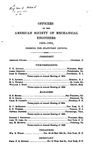 Transactions of the American Society of Mechanical Engineers