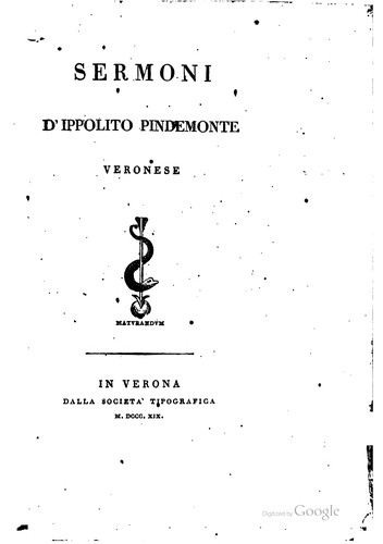 Sermoni di Ippolito Pindemonte veronese