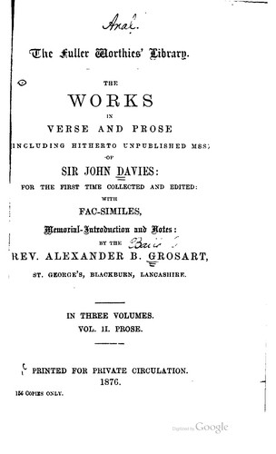 The works in verse and prose (including hitherto unpublished mss.)