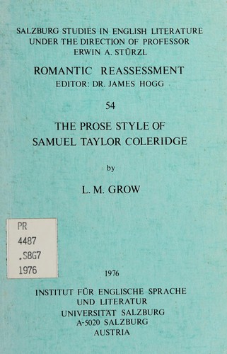 The prose style of Samuel Taylor Coleridge
