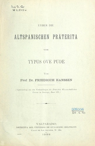 Ueber die altspanischen Präterita vom Typus ove pude
