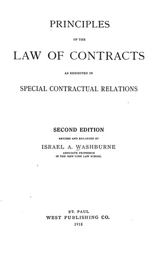Principles of the law of contracts