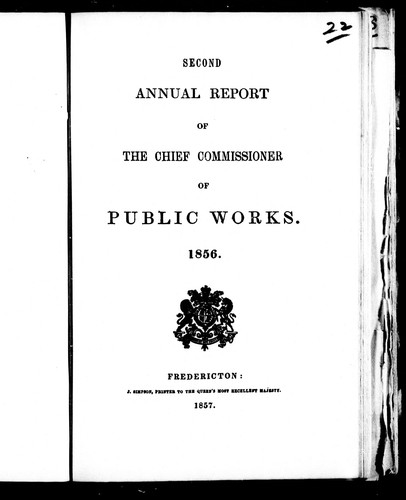 Second annual report of the chief commissioner of public works, 1856