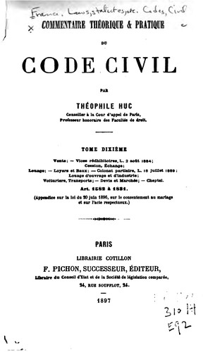 Commentaire théorique & pratique du Code civil