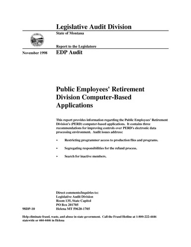 Public Employees' Retirement Division computer-based applications