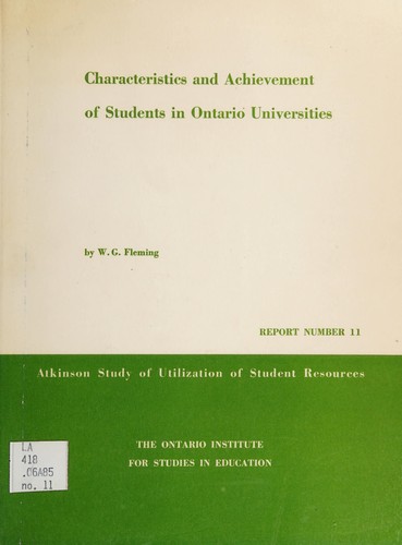 Characteristics and achievement of students in Ontario universities.