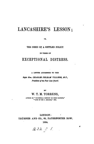 Lancashire's lesson; or, The need of a settled policy in times of exceptional distress, a letter