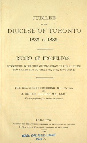 Jubilee of the Diocese of Toronto, 1839-1889