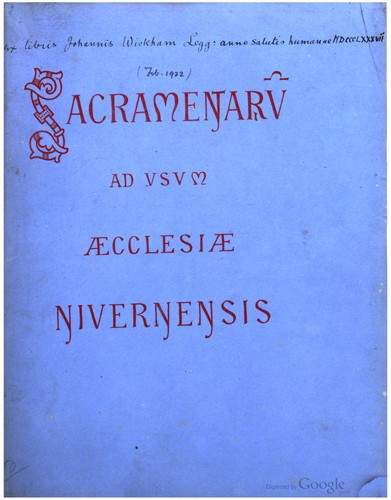 Sacramentariū ad usum Æcclesiæ Nivernensis