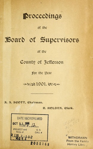 Proceedings of the Board of Supervisors of the County of Jefferson