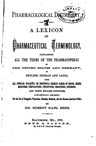 Pharmacological Dictionary