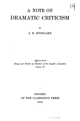 A note on dramatic criticism