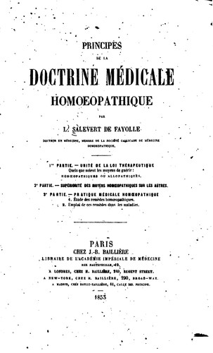 Principes de la doctrine médicale homoeopathique