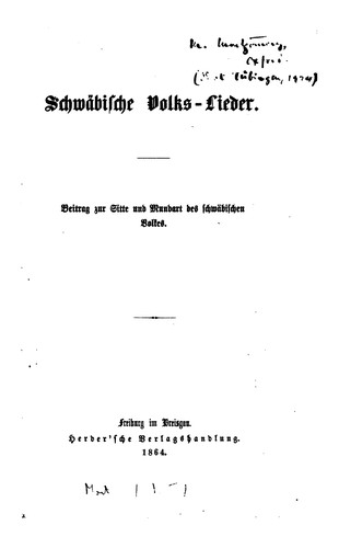 Schwäbische volkslieder.