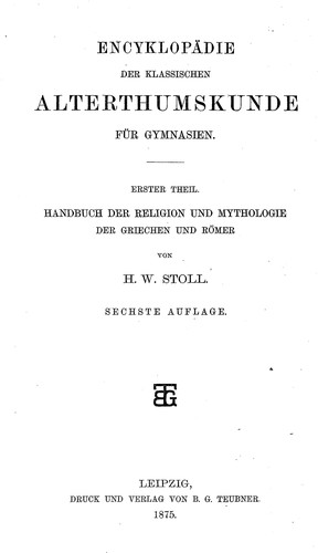 Handbuch der Religion und Mythologie der Griechen und Römer