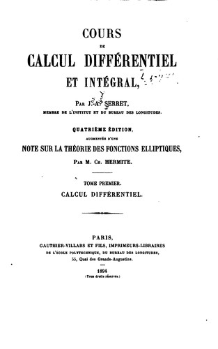 Cours de calcul différentiel et intégral