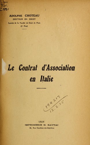 Le contrat d'association en Italie