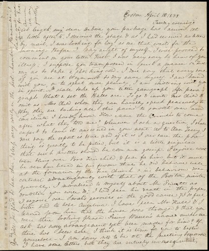 [Letter to] At length, my dear Debora[h], your package has arrived