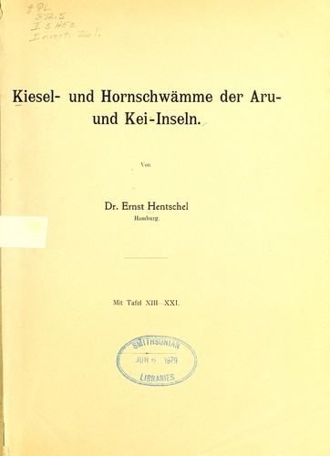 Kiesel- und Hornschwämme der Aru- und Kei-Inseln
