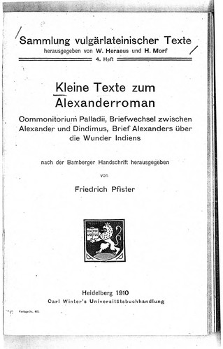 Kleine Texte zum Alexanderroman