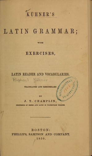 Kühner's Latin grammar